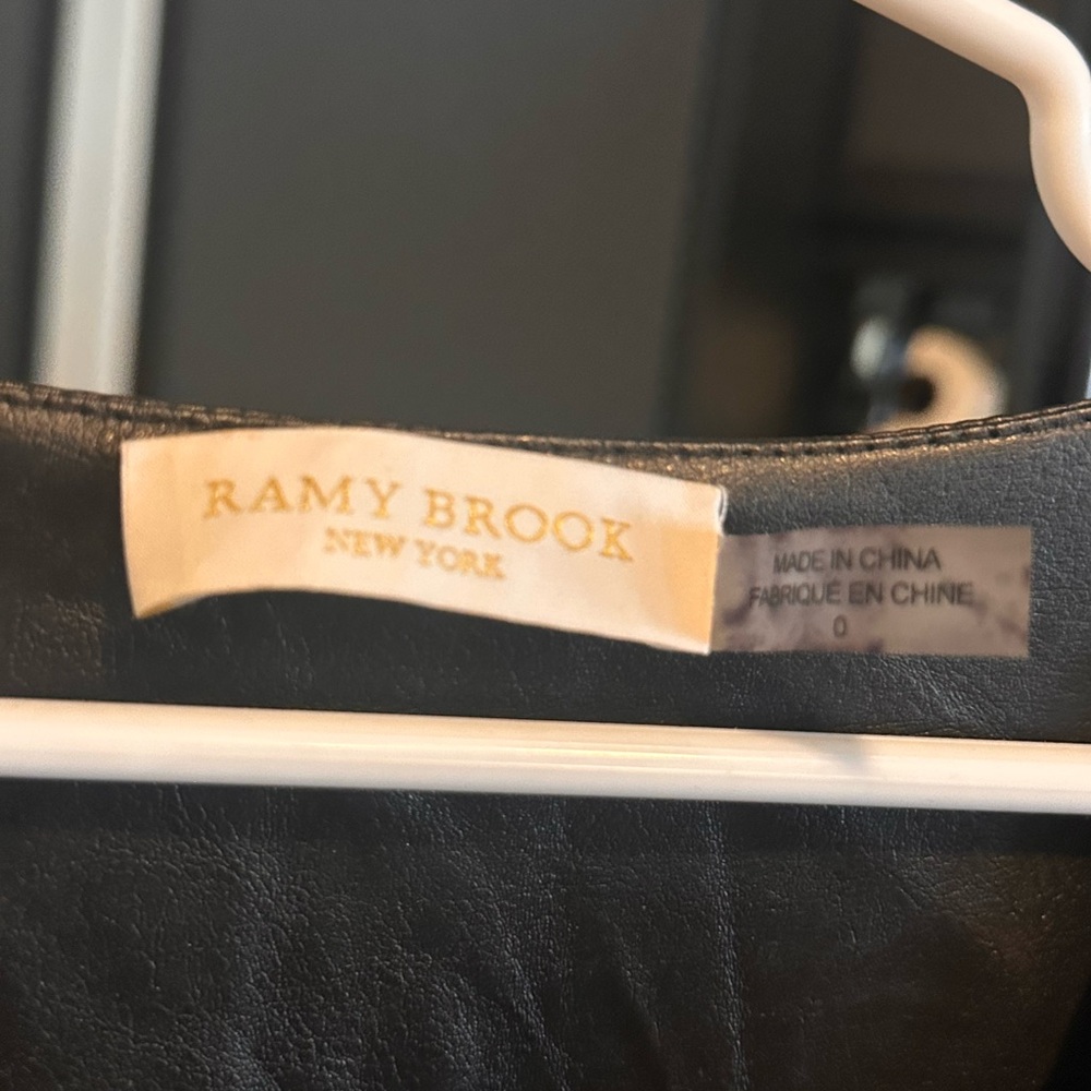 RAMY BROOK INES BLACK FAUX LEATHER ROMPER - Picture 2 of 2